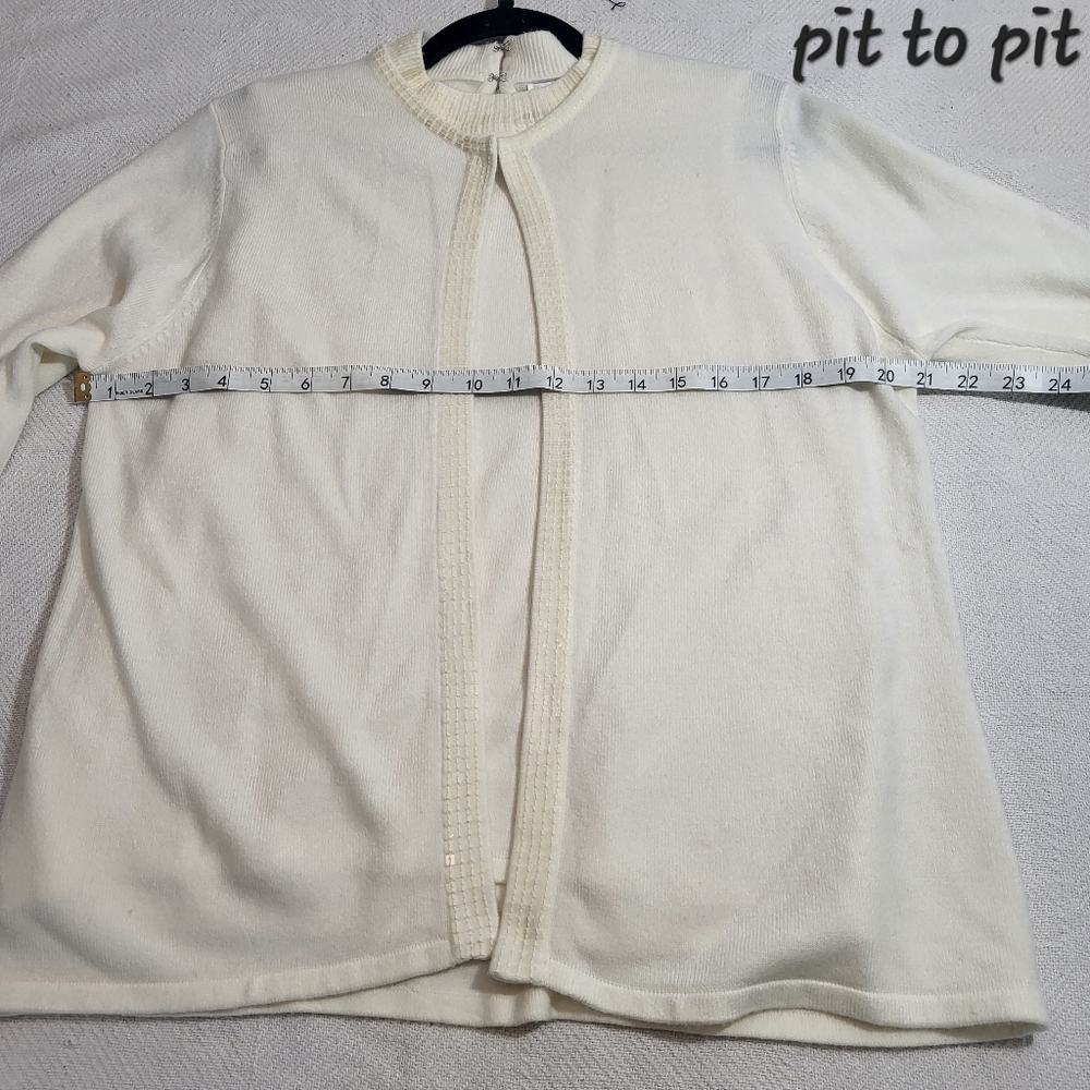 Designers Originals Luxelon Ivory Shine Open Cardigan Sleeveless Tank Set medium - Picture 7 of 12